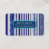 サマーモダンネイビーブルーボートストライプコレクション 名刺 (正面)
