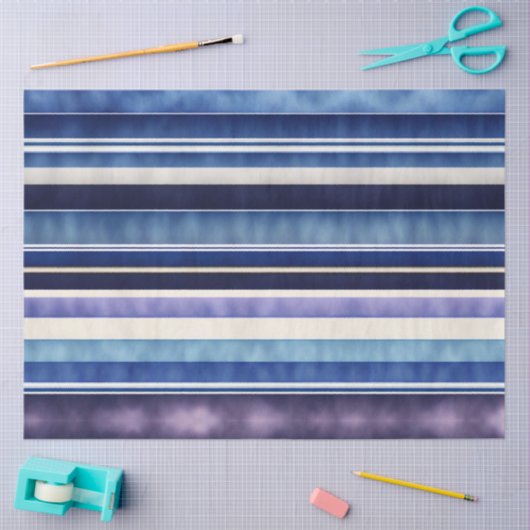 サマーモダンネイビーブルーボートストライプコレクション 薄葉紙 (クラフト)