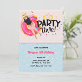 サマーモダンパーティータイムガール誕生日 招待状 (スタンド正面)