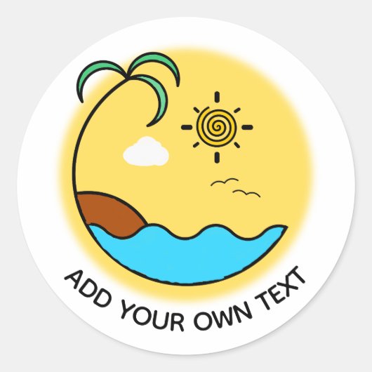 サマーモダンビーチエンブレムアートカスタム文字 ラウンドシール (正面)