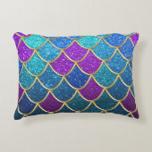 サマーモダンビーチハウスマーメイドグリッターパターン アクセントクッション (正面)