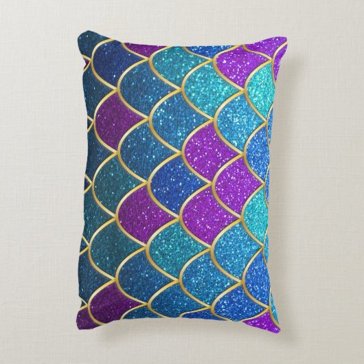 サマーモダンビーチハウスマーメイドグリッターパターン アクセントクッション (裏面(縦))