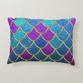 サマーモダンビーチハウスマーメイドグリッターパターン アクセントクッション (裏面)
