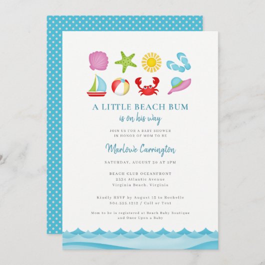 サマーモダンビーチベビーシャワー招待状 招待状 (正面/裏面)