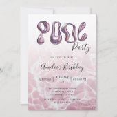 サマーモダンピンクプールパーティー誕生日 招待状 (正面)