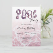 サマーモダンピンクプールパーティー誕生日 招待状 (スタンド正面)
