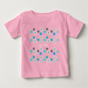 サマーモダンフローラベビーガール ベビーTシャツ