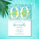 サマーモダンプールパーティー任意の年齢誕生日 招待状