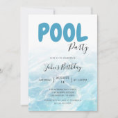 サマーモダンプールパーティー誕生日 招待状 (正面)