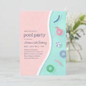 サマーモダンプールパーティー誕生日 招待状 (スタンド正面)