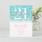 サマーモダンプールパーティー21歳の誕生日 招待状 (スタンド正面)