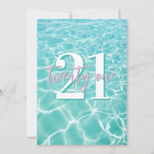サマーモダンプールパーティー21歳の誕生日 招待状 (裏面)
