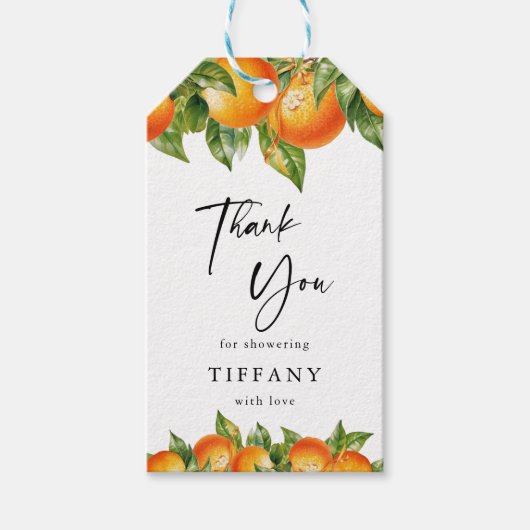 サマーモダンミアンズレモンシトラスブライダルシャワー ギフトタグ (正面)