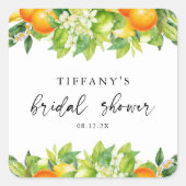 サマーモダンミアンズレモンシトラスブライダルシャワー スクエアシール (正面)