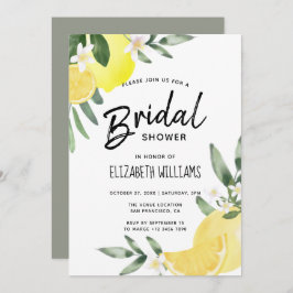 サマーモダン素朴レモンブライダルシャワー 招待状