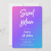 サマーモダンSweet sixteen誕生日 招待状 (正面)