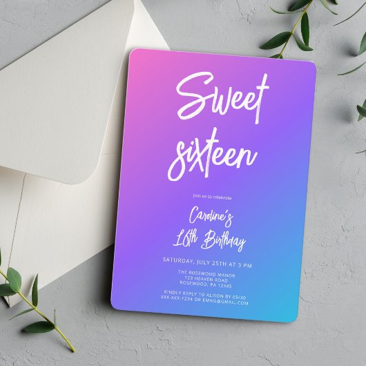 サマーモダンSweet sixteen誕生日 招待状