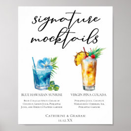 サマーモックテールブルーハワイアンピニャコラダメニュー ポスター