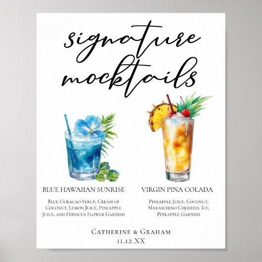 サマーモックテールブルーハワイアンピニャコラダメニュー ポスター (正面)