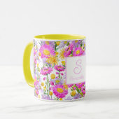 サマーモノグラムのコテージガーデンホワイト マグカップ (正面左)