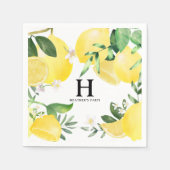 サマーモノグラムのレモンガーデンイエロー スタンダードカクテルナプキン (正面)
