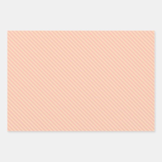 サマーモーニング – イエローとピーチのフローラとストライプ ラッピングペーパーシート (正面3)