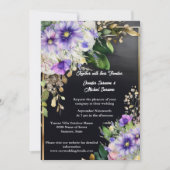 サマーヤギエレガントフラワー黒紫色の水色 招待状 (正面)