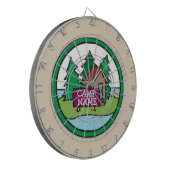 サマーユースキャンプキャビン島とカスタム標識 ダーツボード (正面左)