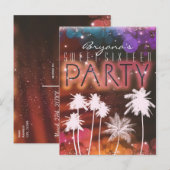 サマーライトスパークルパームツリーズパーティの招待状 インビテーションポストカード (正面/裏面)