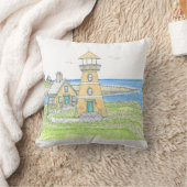 サマーライトハウス4;屋内装飾用クッション;青 クッション (ブランケット)