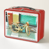 サマーライド – 黄色の自転車 メタルランチボックス (正面)