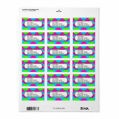 サマーライムグリーンホットピンクティール（緑がかった色）サークルストライプズ ラベル (フルシート)