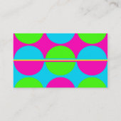 サマーライムグリーンホットピンクティール(緑がかった色)サークルストライプズ 名刺 (裏面)