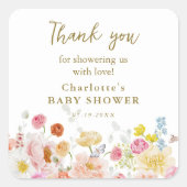 サマーラグジュースフローラ開花ベビーシャワーありがとう スクエアシール (正面)