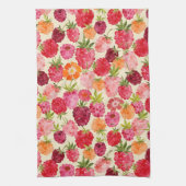 サマーラズベリーウォーターカラーコケット キッチンタオル (縦)