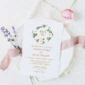 サマーラッシュ開花ウォーターカラーモノグラム結婚ズ 招待状