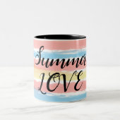 サマーラブピンクブルーイエローウォーターストライプカラー ツートーンマグカップ (中央)