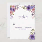 サマーラベンダーピンクフローラフレームRSVP 招待状 (正面)