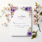 サマーラベンダーピンクフローラフレームRSVP 招待状
