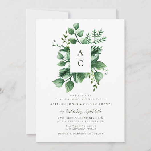 サマーリーフ結婚式招待状 招待状 (正面)