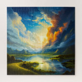 サマーレイクフォーシーズンズイラストレーション ジグソーパズル (縦)