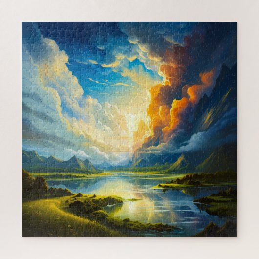 サマーレイクフォーシーズンズイラストレーション ジグソーパズル (縦)