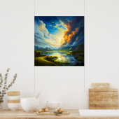 サマーレイクフォーシーズンズイラストレーション ポスター (キッチン)