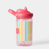 サマーレインボーストライプズMonogramスクリプト ウォーターボトル (右面)