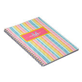 サマーレインボーストライプズMonogramスクリプト ノートブック (右側)
