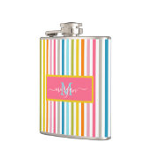 サマーレインボーストライプズMonogramスクリプト フラスク (左)