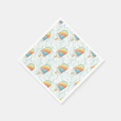 サマーレインボーポプシクルとティール（緑がかった色）スワーズ紙 スタンダードカクテルナプキン (角)