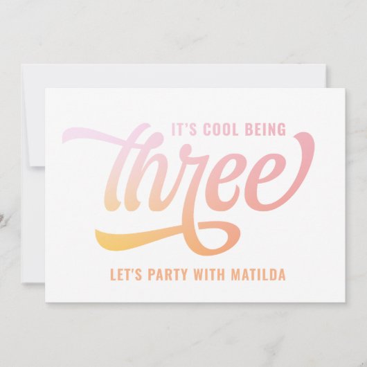 サマーレインボー3歳の誕生日パーティー招待状 案内状 (正面)