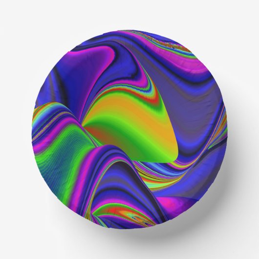 サマーレインボー、抽象的な3Dレインボーアート ペーパーボウル (正面)