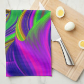 サマーレインボー、抽象芸術3Dレインボワート キッチンタオル (四つ折り)